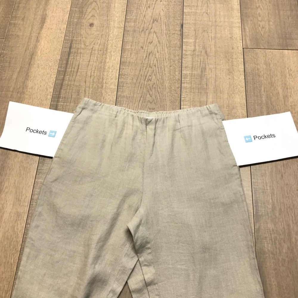 J. Jill Pants Love Linen Womens Size S Beige Pull On Elastic Beach Old Money NEW - Picture 7 of 11